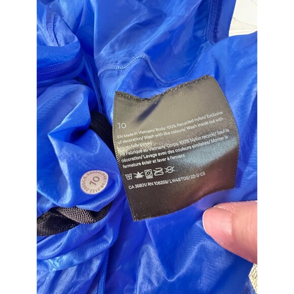 Lululemon Ventilated Packable Run Jacket Full Zip Hooded Blue Wms Sz 10 NEW - Picture 5 of 12